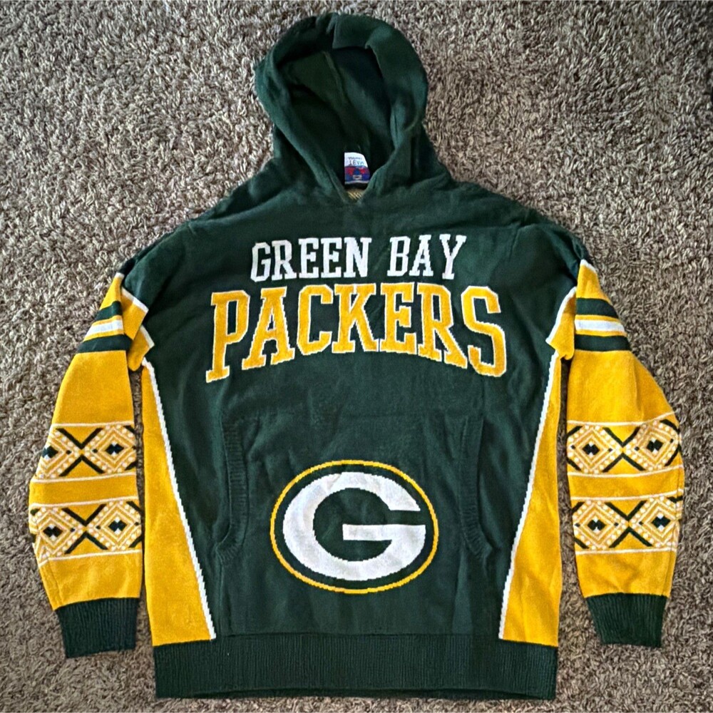 NFL Team Apparel Green Bay Packers NFL Football Hoodie Ugly Sweater L